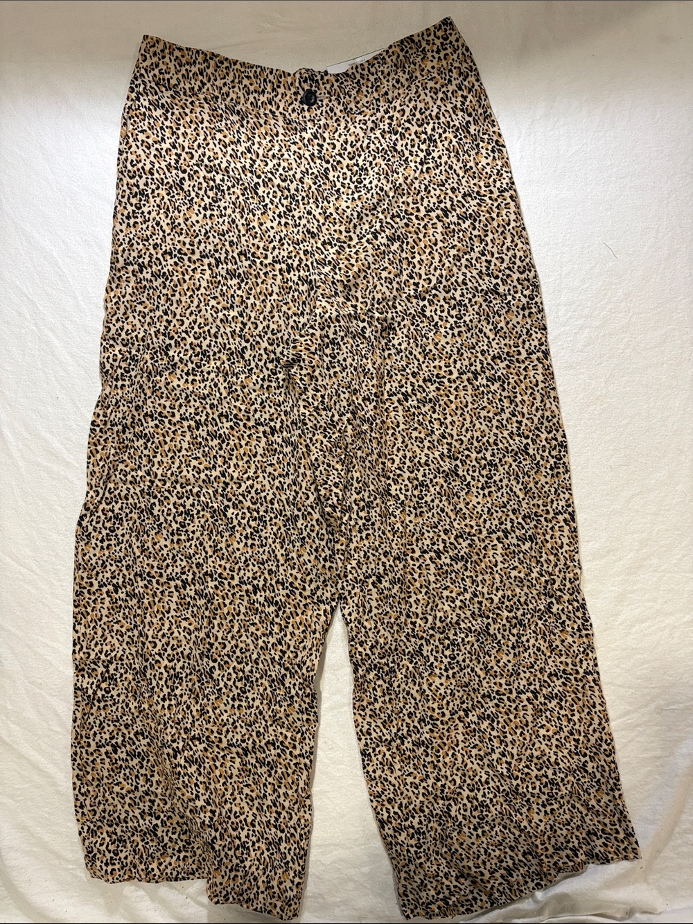 NWT On 34th Leopard Print High Rise Pleated Wide Leg Trouser Pants Size L